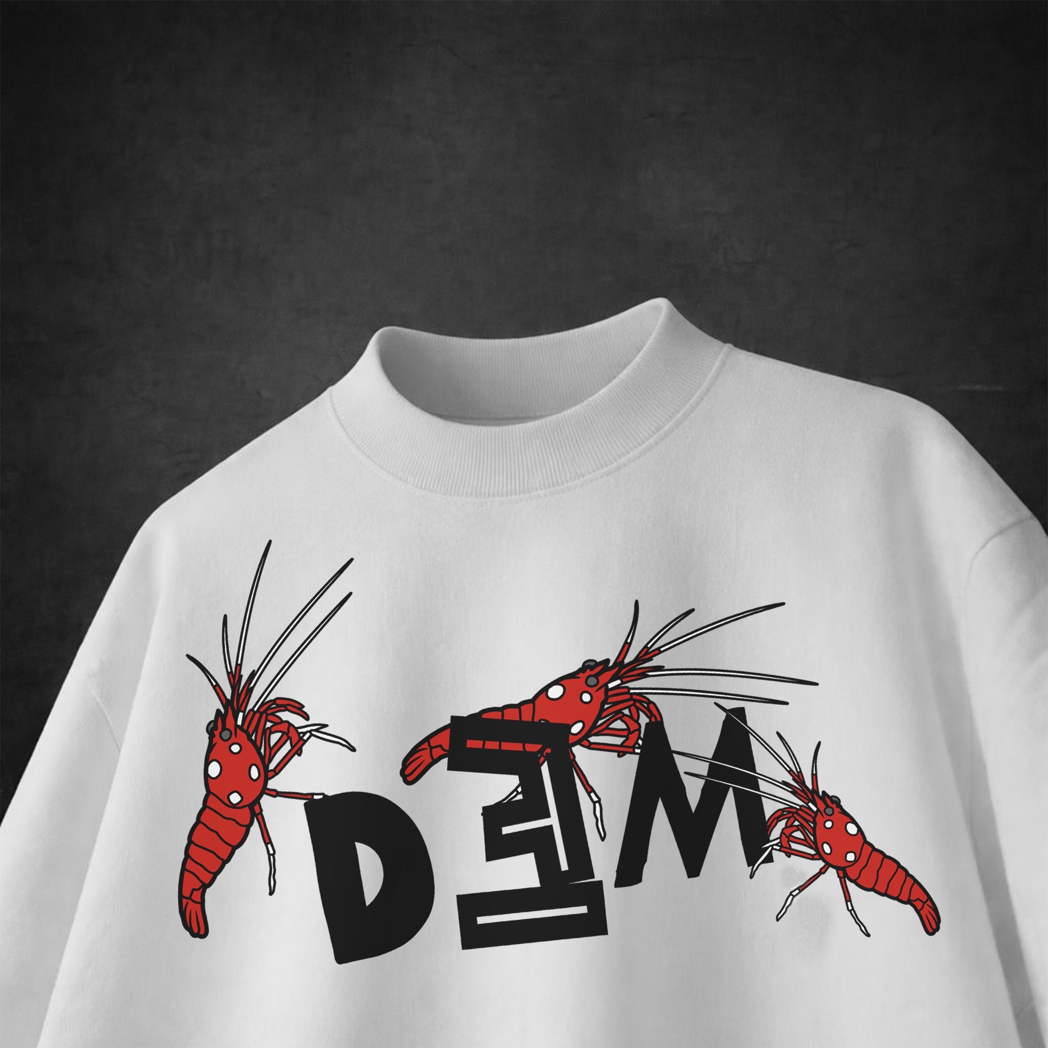 RED Puff Print SHRIMP Oversized TSHIRT