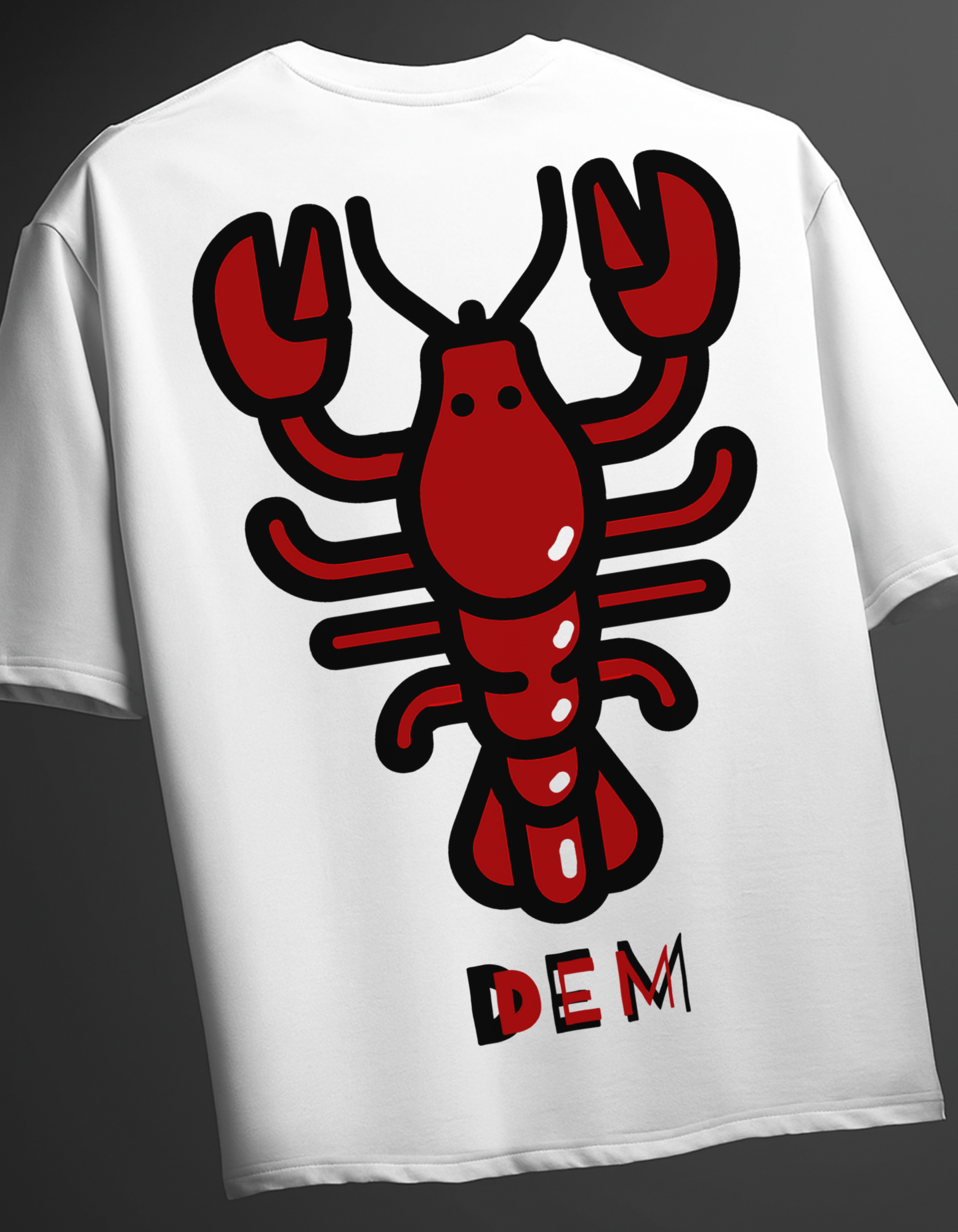 RED Puff Print SHRIMP Oversized TSHIRT