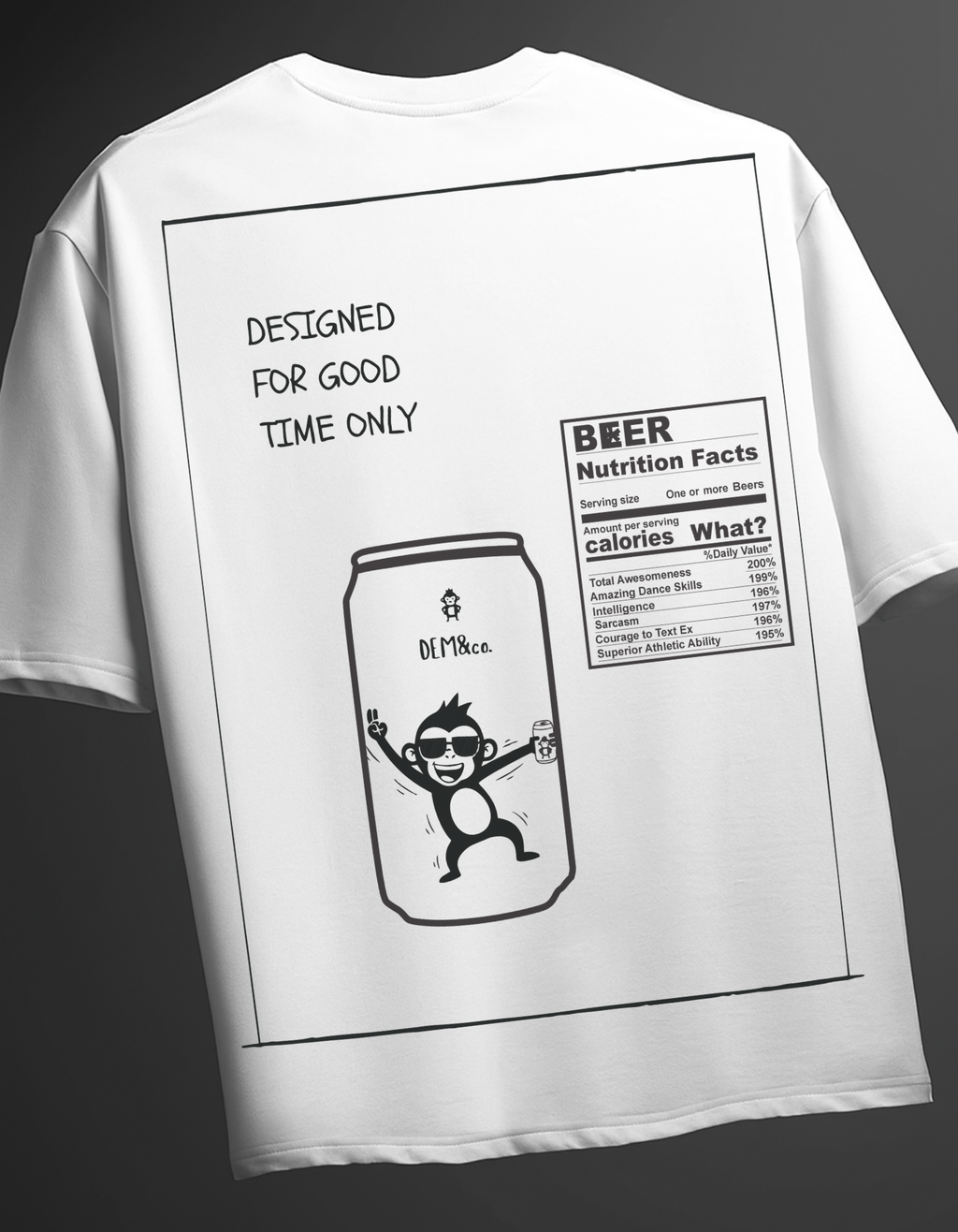 GOOD TIME ONLY WHITE Puff PrintOversized T-Shirt