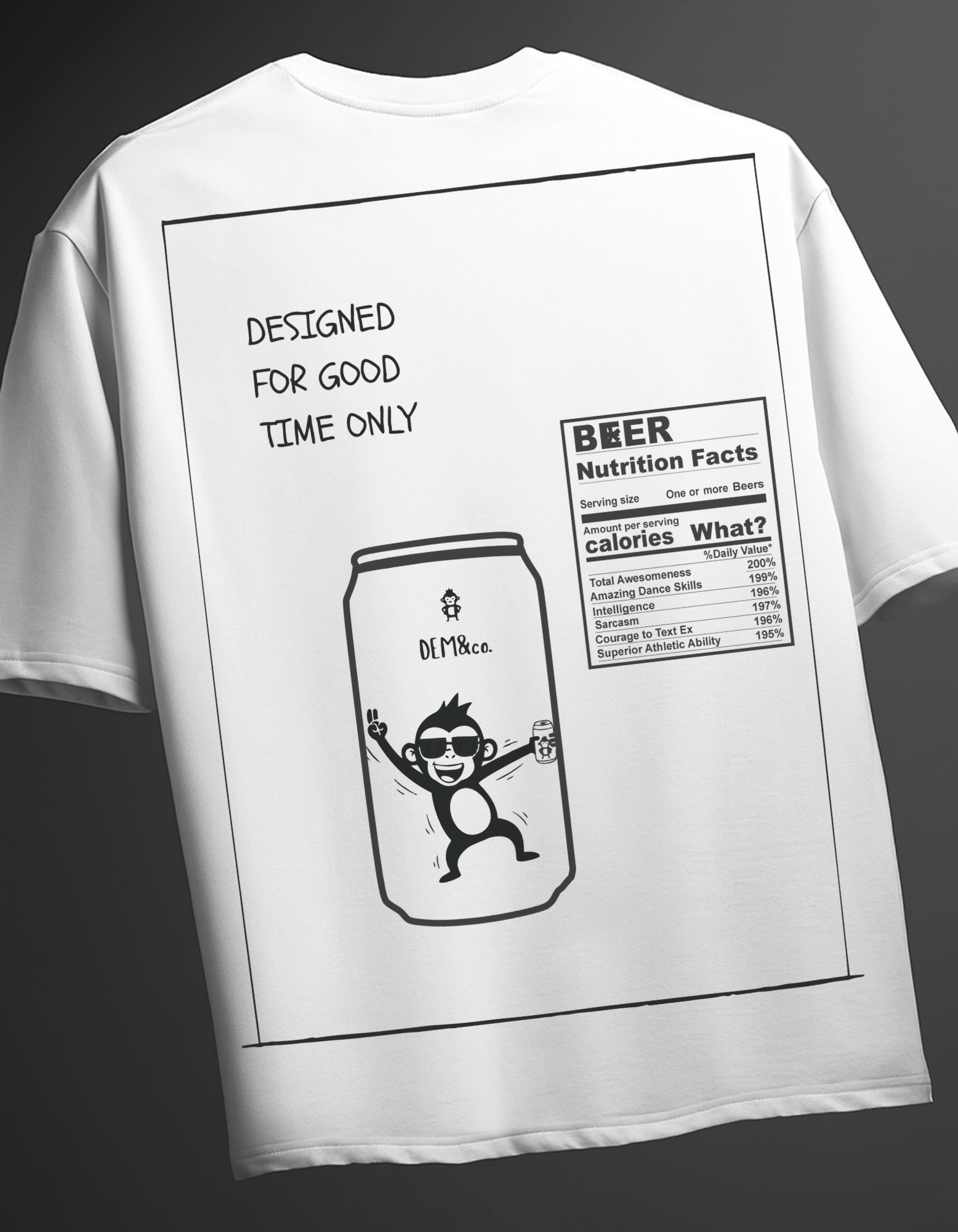 GOOD TIME ONLY WHITE Puff PrintOversized T-Shirt