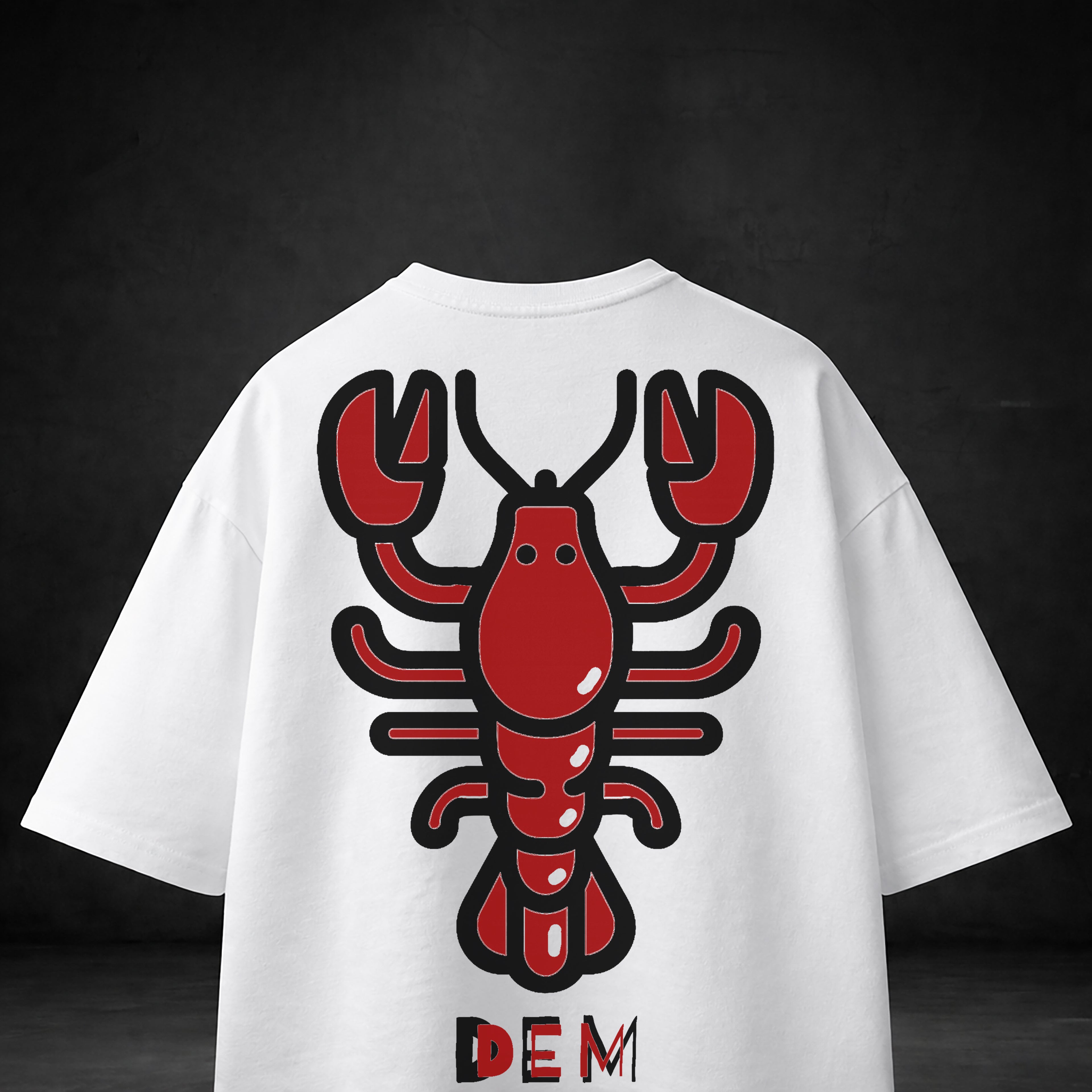 RED Puff Print SHRIMP Oversized TSHIRT