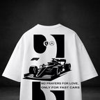 PRAYERS FOR FAST CARS Puff Print Oversized T-Shirt