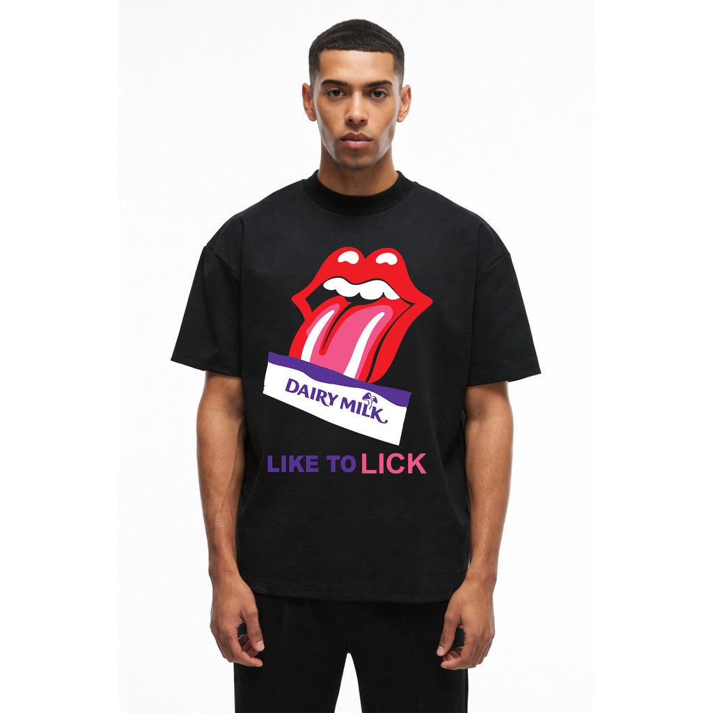 LIKE TO LICK Puff  Print  Oversized T-Shirt
