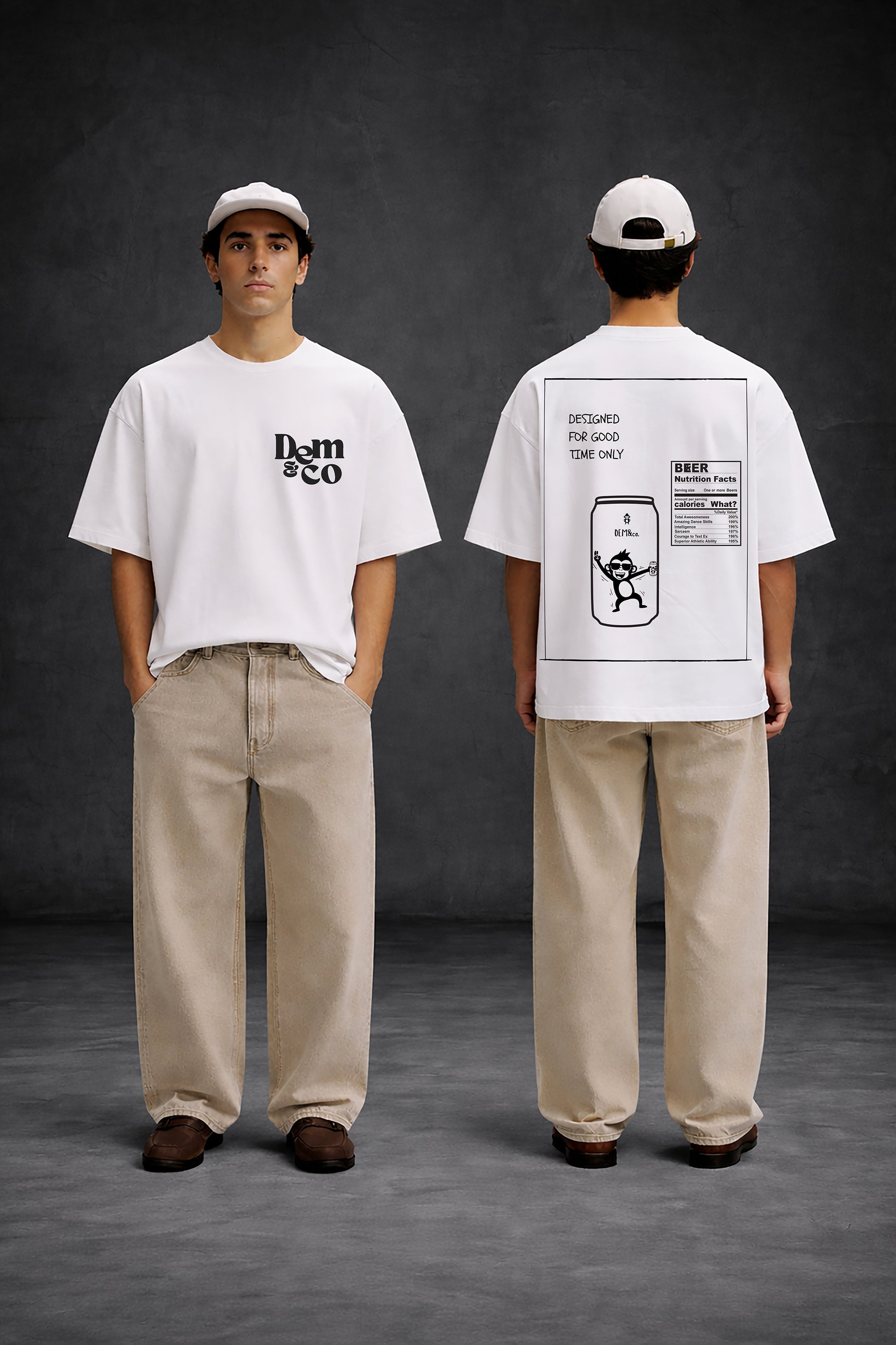 GOOD TIME ONLY WHITE Puff PrintOversized T-Shirt