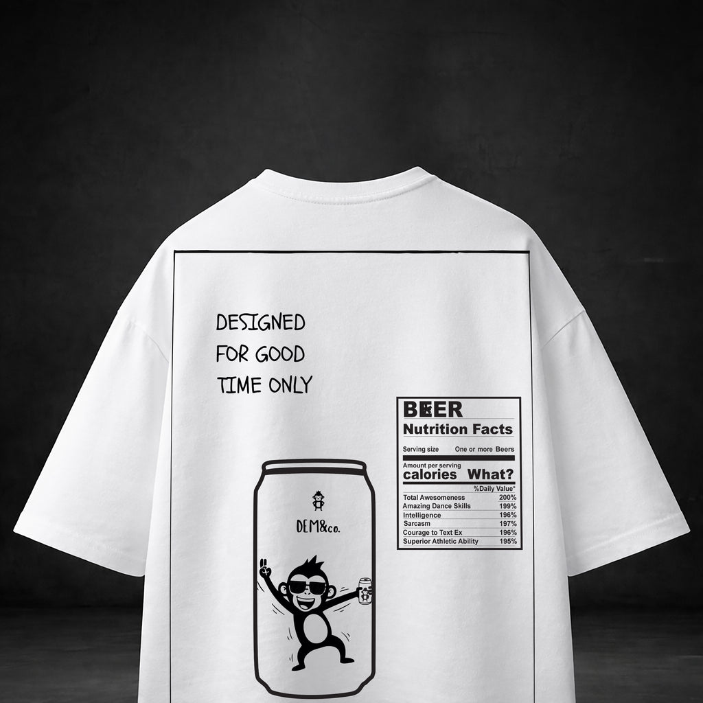 GOOD TIME ONLY WHITE Puff PrintOversized T-Shirt