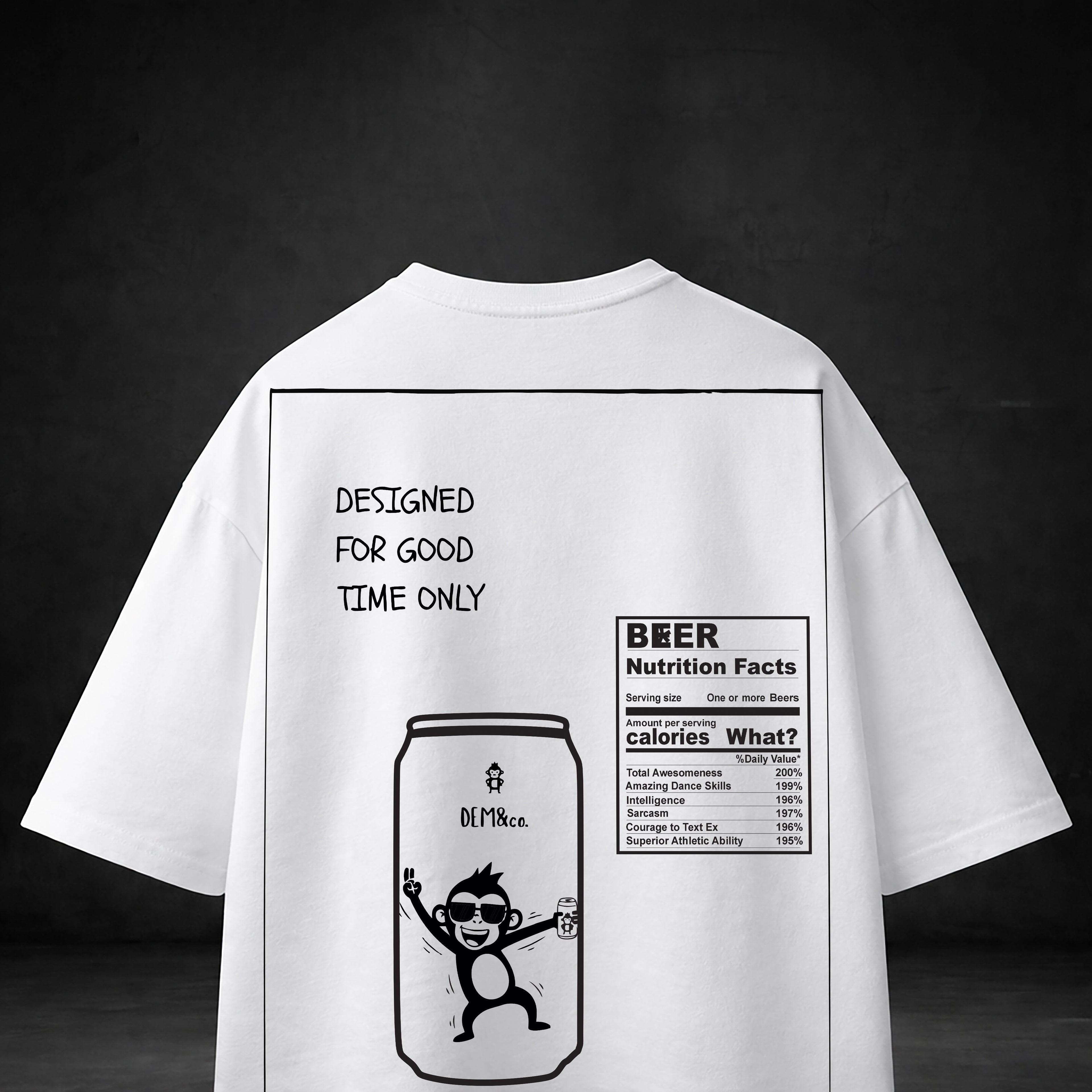 GOOD TIME ONLY WHITE Puff PrintOversized T-Shirt