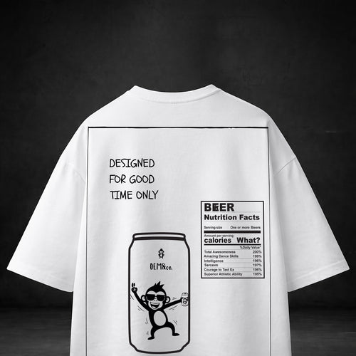 GOOD TIME ONLY WHITE Puff PrintOversized T-Shirt